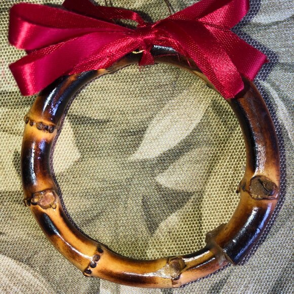 Vintage Hawaiian Carved Bamboo Bangle Bracelet Ornament - Picture 5 of 9